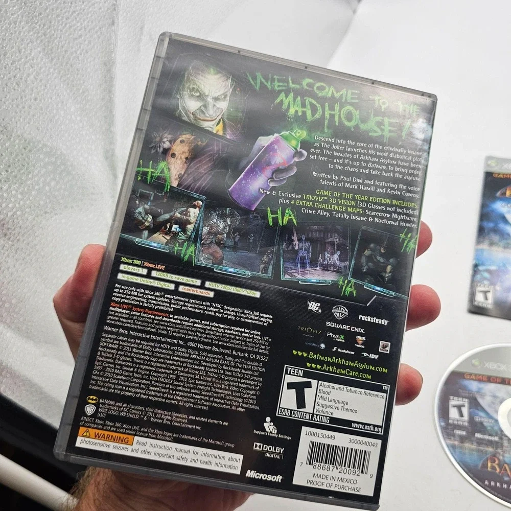 Batman Arkham Asylum Xbox 360 GOTY Platinum Hits Complete WB Games Video Game